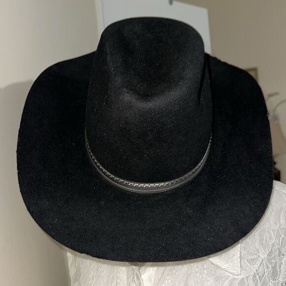 Smithbilt Vintage Black Cowboy Cattleman Rancher Western 100% Fur Felt Hat - Picture 6 of 13